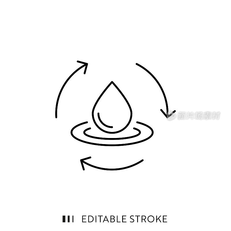 用水效率线图标设计与可编辑的笔画。适用于信息图表，网页，移动应用程序，UI, UX和GUI设计。